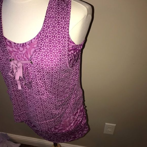 ATHLETA Med Top Tank Layer Paisley Floral Burnout MEDIUM style 906174 - Picture 6 of 8